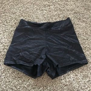 BLACK HOLOGRAPHIC HIGHWAISTED RAVE SHORTS